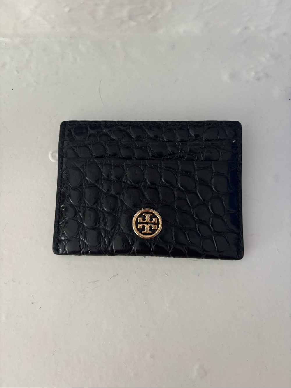 Tory Burch Croc Embossed Card Case